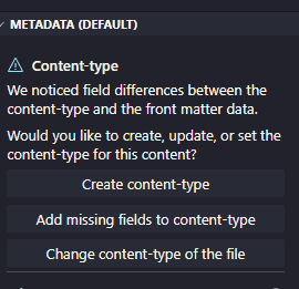 Offer to automatically generate a content type from the existing front matter