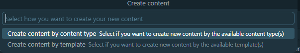 Choosing a template when creating content