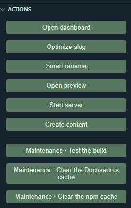 The three Maintenance buttons grouped in the panel